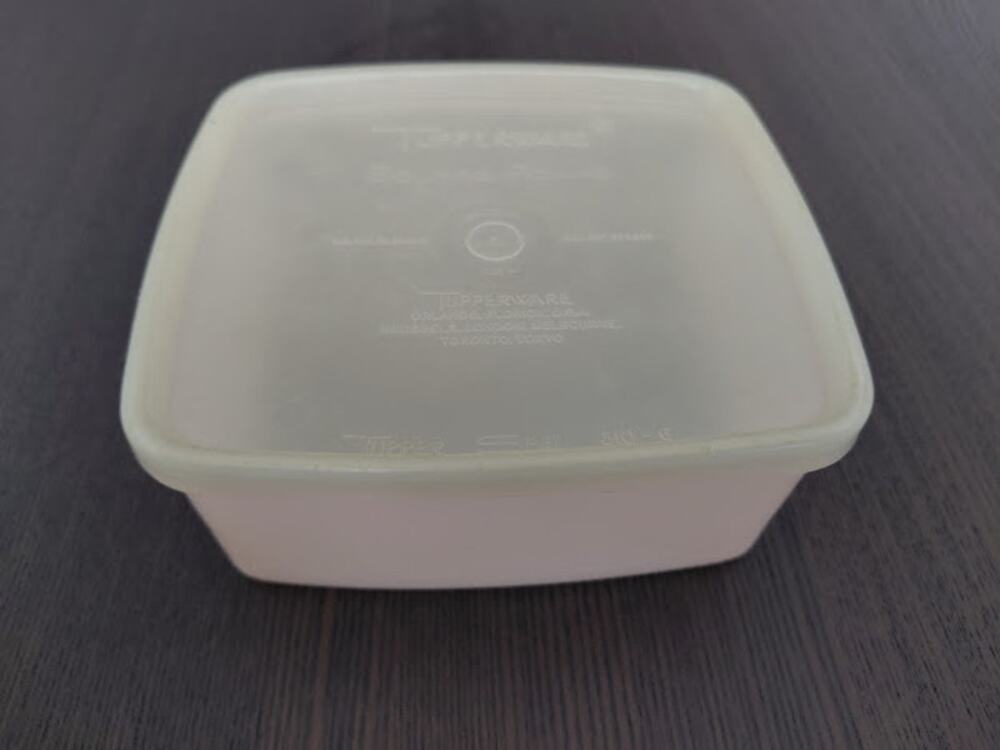 Vintage Tupperware Square Rounds Container with Lid Sheer Pink Plastic 5 Inch